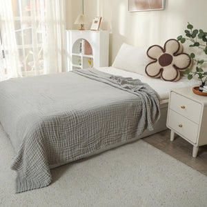 6-Layer Pure Cotton Gauze Towel Blanket, All-Cotton Bubble Gauze Towel Blanket, Single/Double Air-Conditioning Summer Cooling Blanket, Thin Quilt