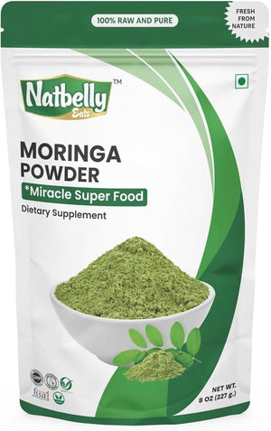 100% Raw and Natural Moringa Leaf Powder,Miracle Superfood with Essential Amino Acids, Antioxidants and Anti Diabetic, 8 oz Resealable Bag