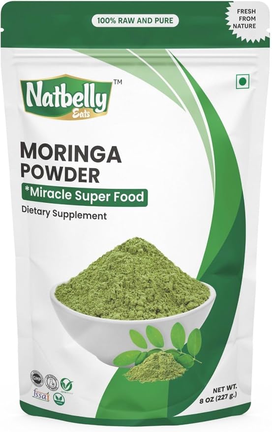 100% Raw and Natural Moringa Leaf Powder,Miracle Superfood with Essential Amino Acids, Antioxidants and Anti Diabetic, 8 oz Resealable Bag