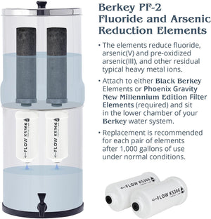 Berkey PF-2 Fluoride & Arsenic Reduction Elements – 4 Filters (2 Sets of 2) Authentic