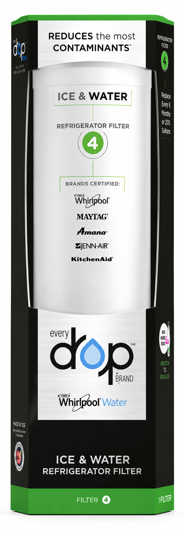 Whirlpool EDR4RXD1 EveryDrop Refrigerator Water Filter 1 – Genuine Replacement Filter