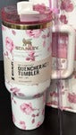 Stanley x LoveShackFancy 40oz Ribbon Rosa Quencher H2.0 FlowState Tumbler – White & Pink