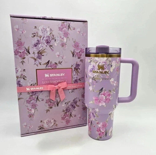 Stanley x LoveShackFancy Happy Thoughts Quencher Rosa Beaux 40 oz – Purple Floral Tumbler