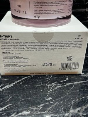 MAËLYS B-TIGHT Lift & Firm Booty Mask 3.4 oz – Brazilian Peppertree & Caffeine Body Firming Cream