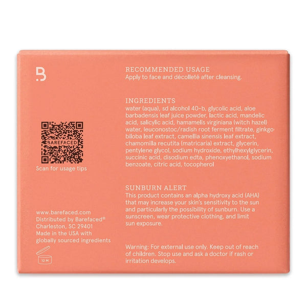 Barefaced Toning Pads – Exfoliating Facial Pads – 60 Count – Pack of 1 – New