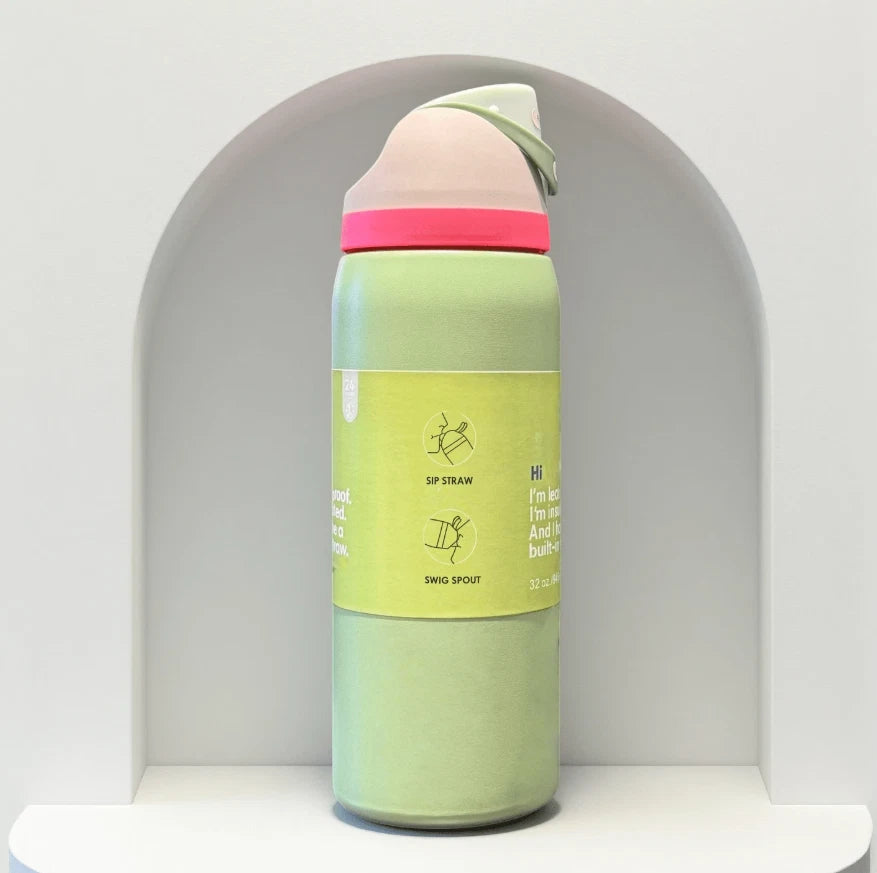 Owala FreeSip Insulated Stainless Steel Water Bottle 32 oz – Avocado, Built-In Straw, BPA-Free