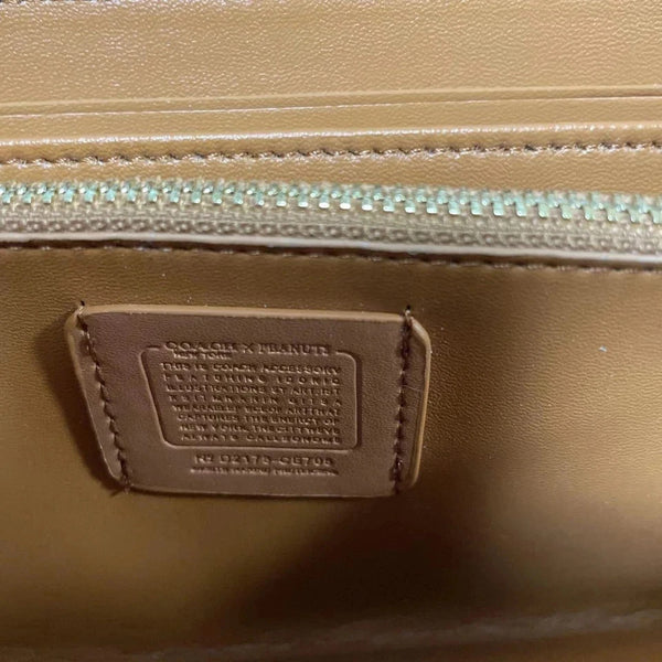 COACH x Peanuts Long Zip Around Wallet Snoopy Woodstock Khaki Signature Canvas