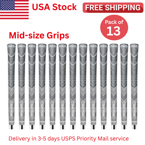 Golf Pride MCC Plus4 Midsize Golf Grips 13-Pack – Grey/Black, New, US Stock