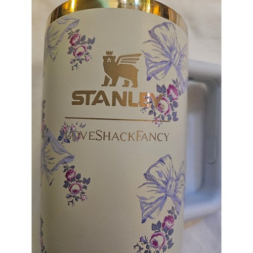 Stanley x LoveShackFancy Quencher H2.0 FlowState 40 oz – Ribbon Rosa Cream Tumbler